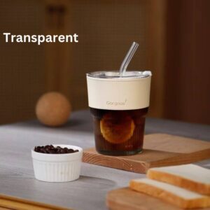 transparent straw double drink coffee cup