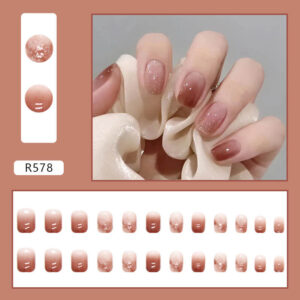 Brownish red short nail art