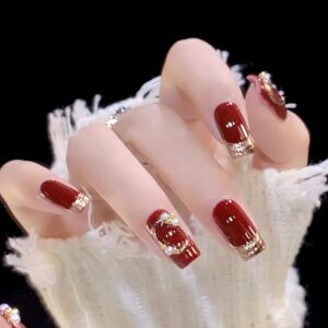 Burgundy False Nails